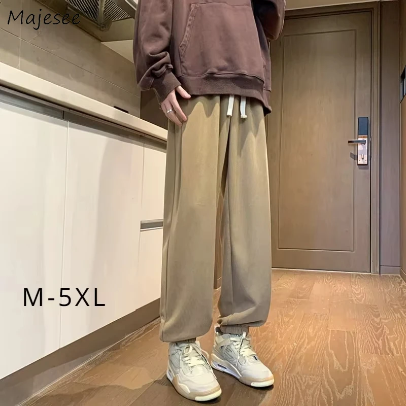 

Casual Baggy Pants Men Autumn New M-5XL Drawstring Preppy Straight Joggers Harajuku Youthful Teens BF Streetwear Hombre Ins