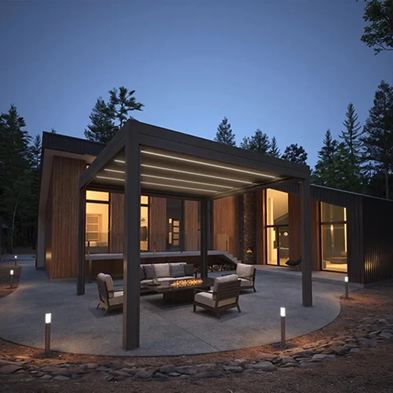 Gazebo outdoor courtyard, electric louver flip, awning, aluminum alloy outdoor, modern villa