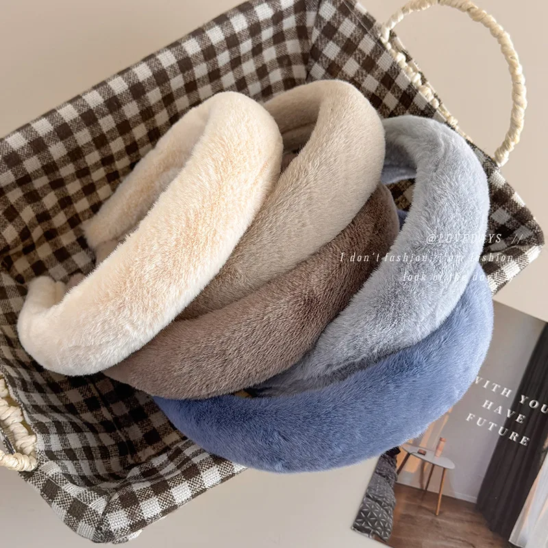 

Headband Wide Faux Rabbit Fur Soft High Crown Lifting Plush Cozy Warm for Fall Winter Women Daily Elegant Accessory