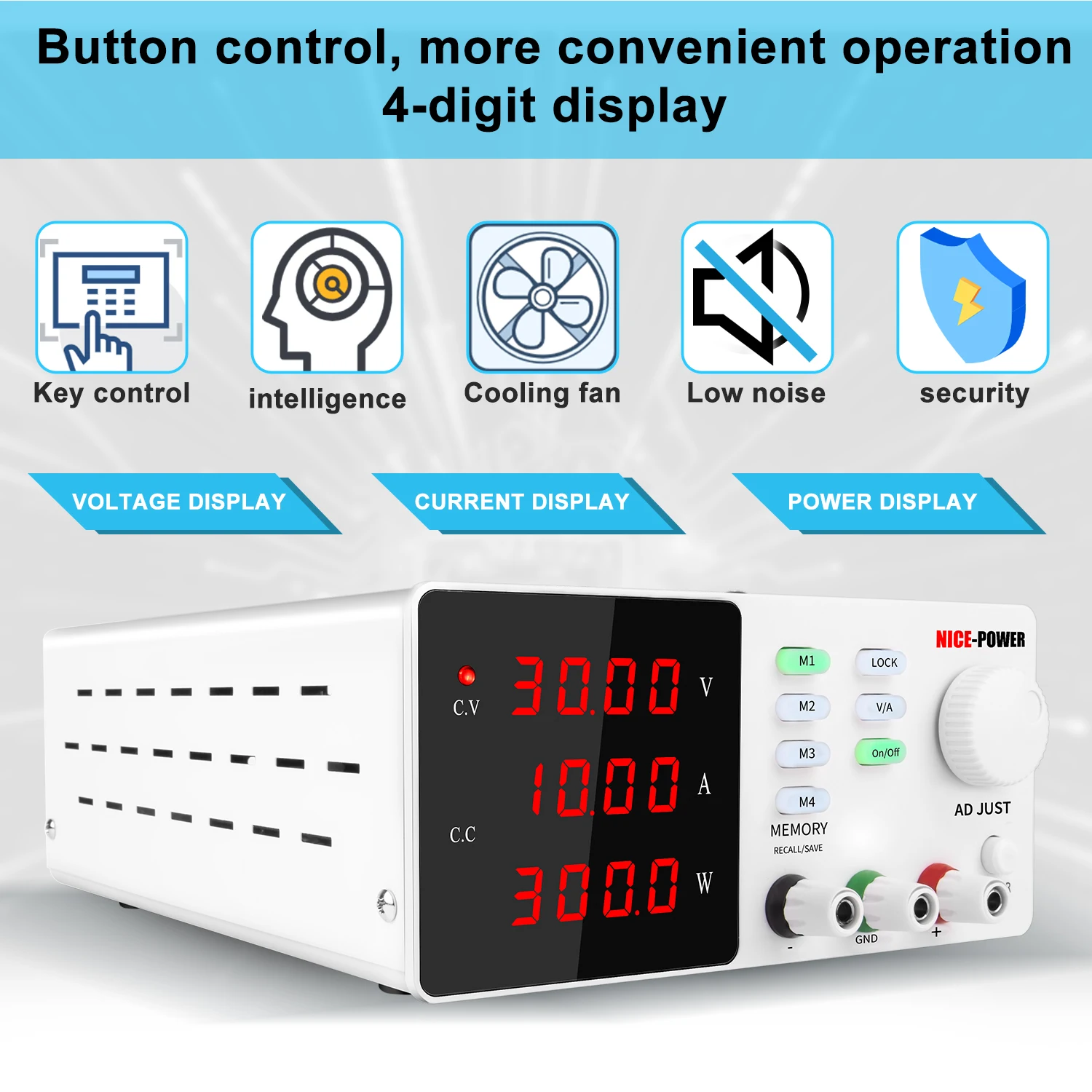 

KUAIQU SPPS-S3010 Laboratory DC Storage Power Supply Encoder Adjustable Voltage Regulator 24V 12V 30V 10A Battery Charger