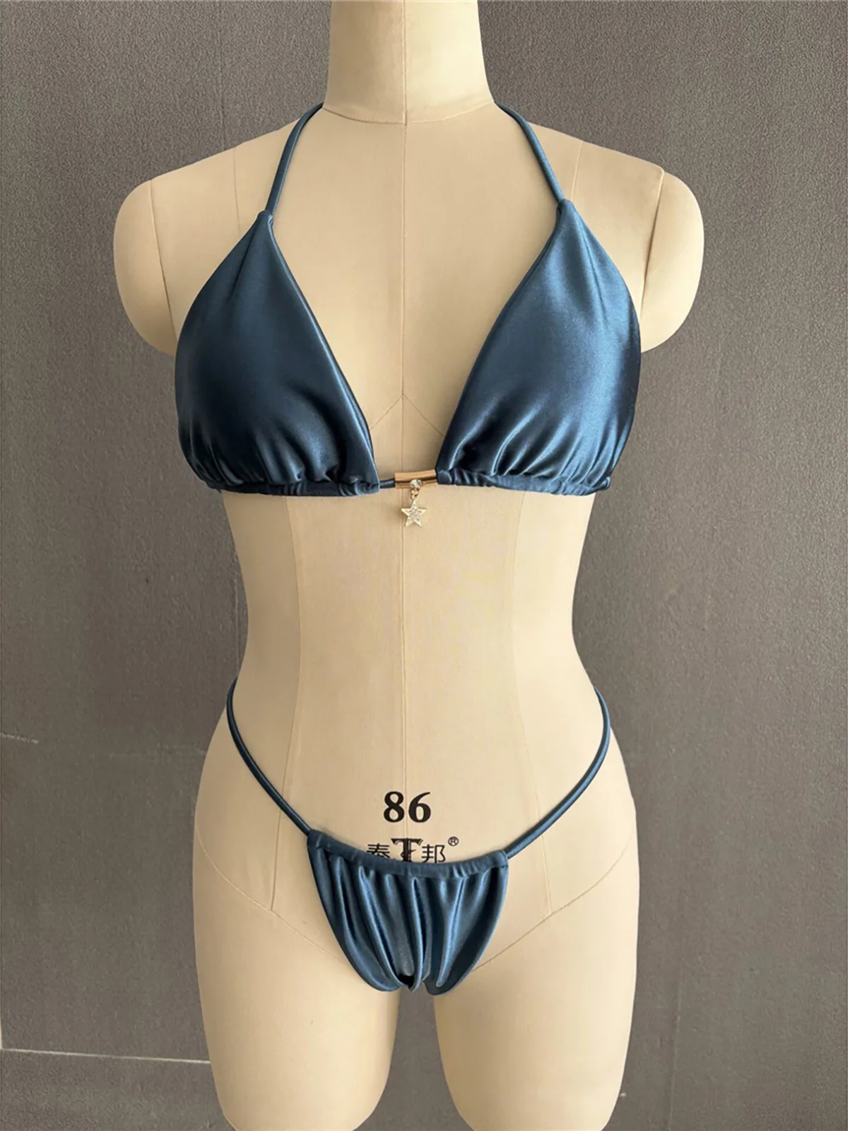 S - XL Neuer, sexy, goldener Bikini mit hohem Beinausschnitt, Damen-Badeanzug, zweiteiliges Bikini-Set, Badebekleidung, Badeanzug, Modell V6192G. – Detail 16