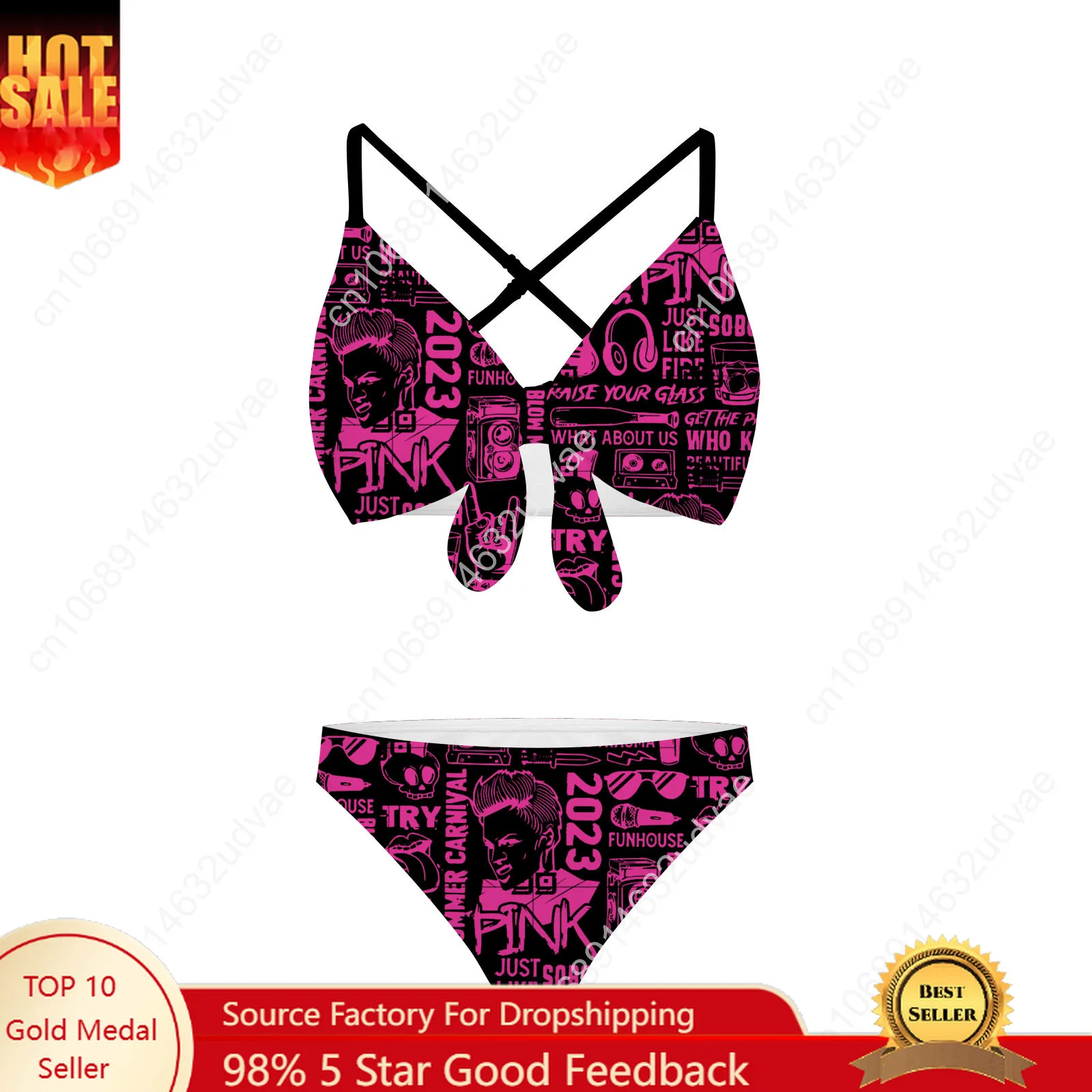 

Pink Bathing Suits Cross Strap Suspenders Swimsuits Womens Personalized Bikini Pool Party Swimwear Custom Beachwear