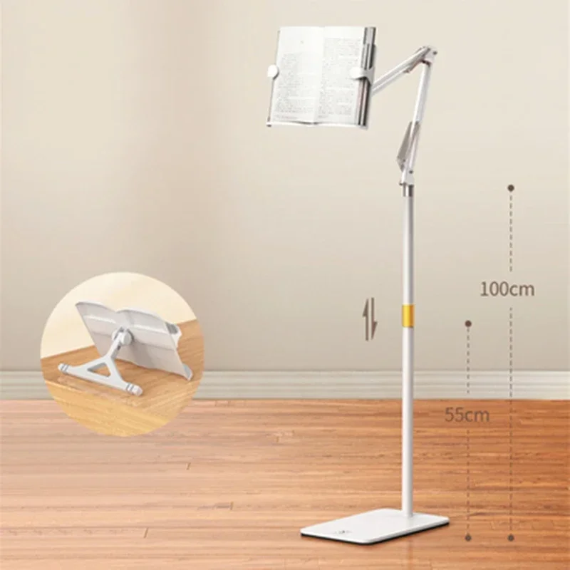 1PC Height Adjustable Reading Book Floor Bracket Long Arm Table Bed Reading Book Stand Multi Angle Rotation Reading Book Holder