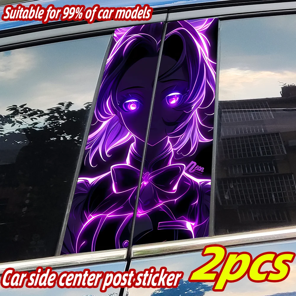 

Anime Butterfly Girl Car Stickers Auto B Pillar Waterproof Decor Cover Scratches Sunscreen Car Doors Pillar Decals Accessorie