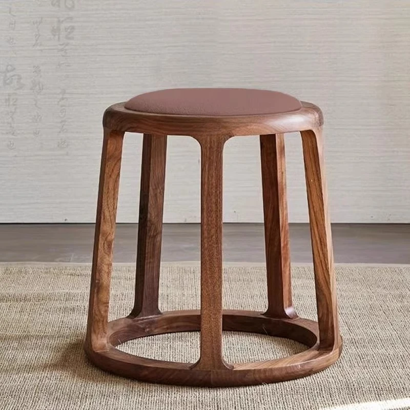 New Chinese Log Round Stool High-end Premium Solid Wood Drum Seat for Tea Home Furniture Bedroom Dressing & Guzheng Ottomans