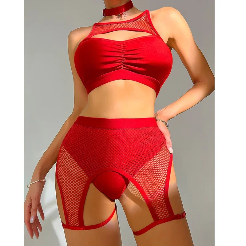 Ensembles de bikini en maille pour femmes, costume de batterie sexy, vêtements de pole légiti, discothèque, bar, olympiques de DJ, séparés eurs en tricot G, tenues de drag queen