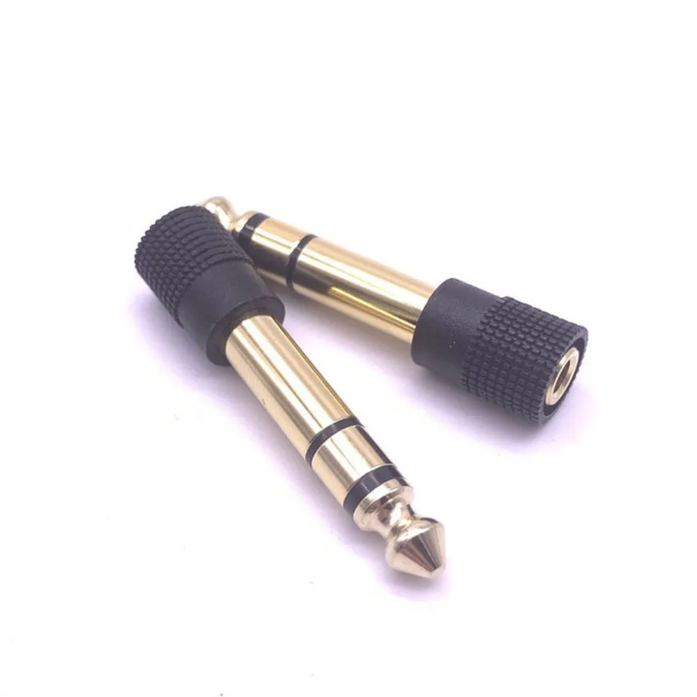 Microphone Speaker Plug Audio 6.35mm Male Plug to jack 3.5mm 3Poles Gold Plated Female Socket Speaker Adapter