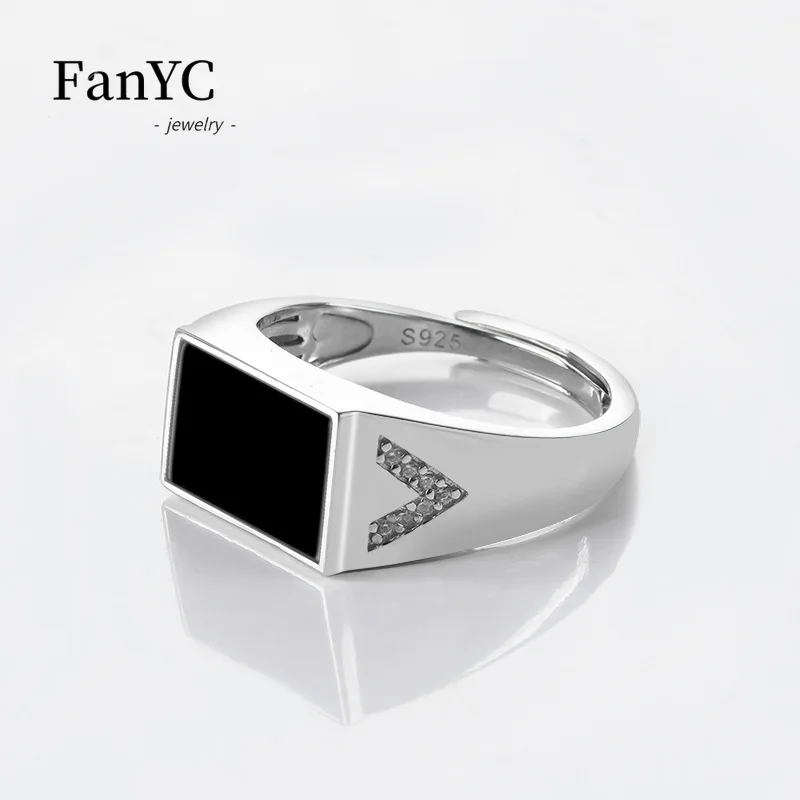 Myanmar A-goods Jadeite Ring S925 Silver Inlaid Simple Personality Ice Jade Adjustable Finger Ring Men and Women Holiday Gift