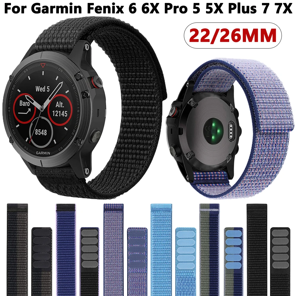 

Ремешок нейлоновый для Garmin Fenix 6 6X Pro 5 5X 7 7X Epix Gen 2 MK2i 955, сменный Браслет для наручных часов, 22 мм 26 мм