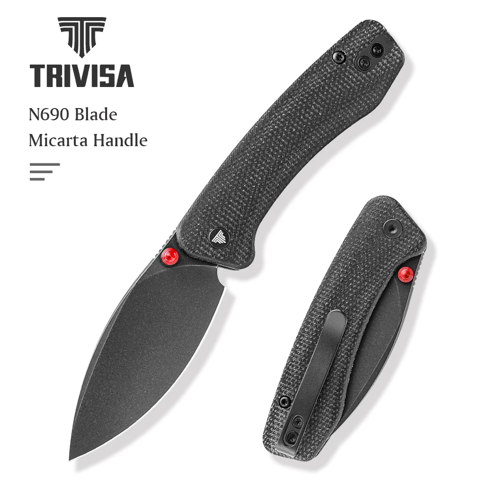 TRIVISA Koala-B EDC Pocket Folding Knife N690 60HRC Blade & Micarta Handle, Outdoor Camping Hunt Gift for Men/Women W/Box & Cert