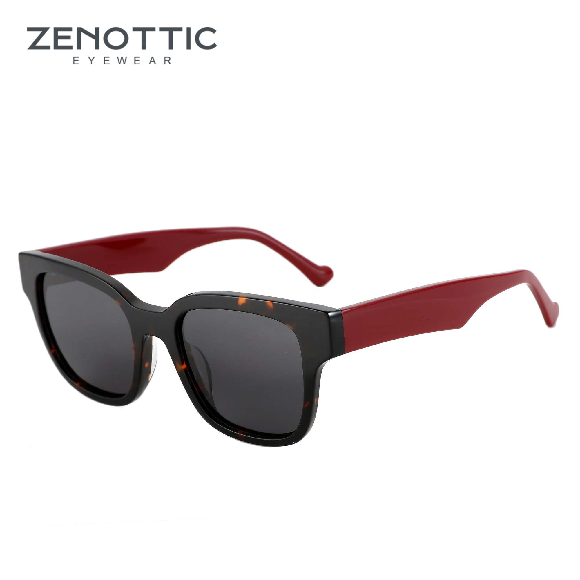 

ZENOTTIC 2024 Fashion Polarized Sunglasses Unisex Handmade Acetate Sun Glasses Thick Frame Square Shades FG1531