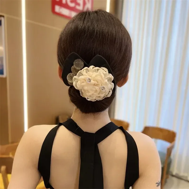 Camellia Flowers Magic DIY Tool Bun Maker Synthetic Donuts Bud Head Bands French Dish Made Hair Band Ball Twist Hair Accessories