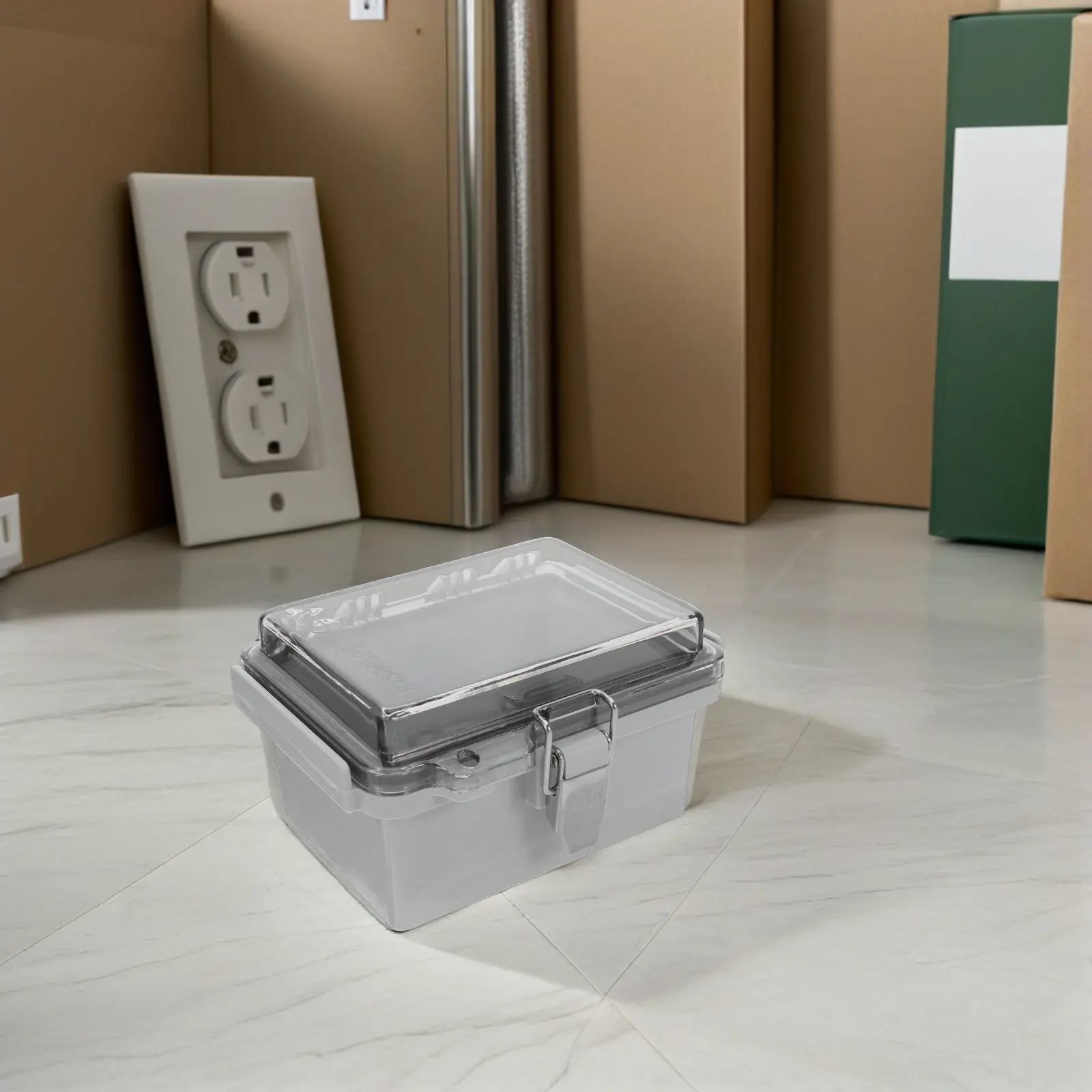 Outdoor Waterproof Junction Box ABS Electrical Enclosure with Stainless Steel Latch Hinged Cover for Solar Panels Irrigation
