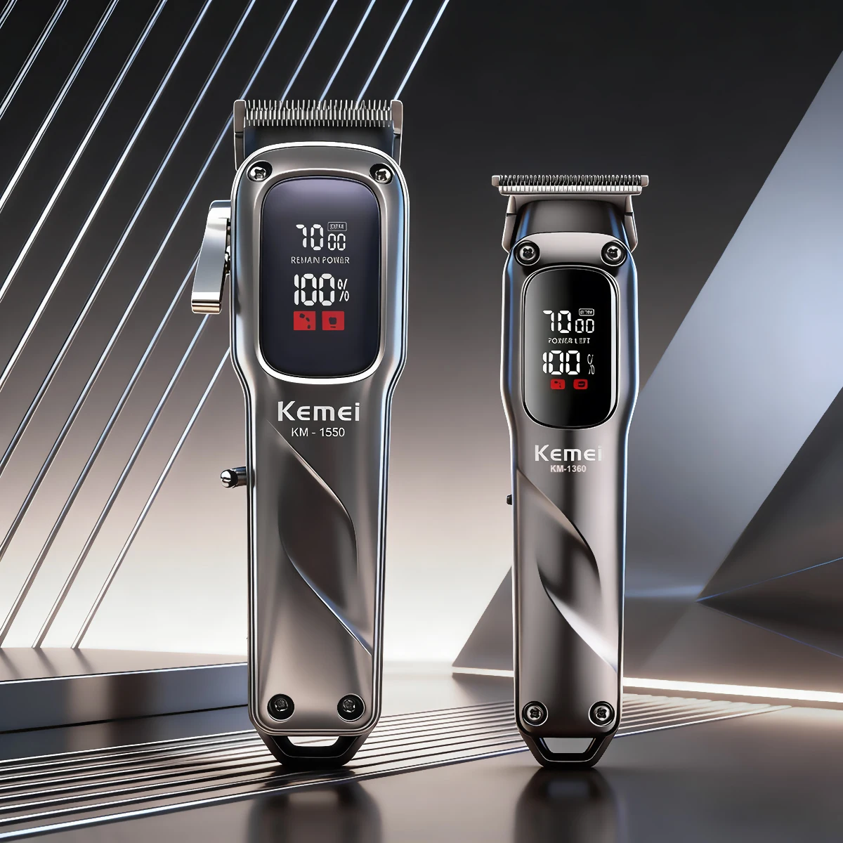 KEMEI KM-1550 KM-1360 Professionelles Haarschneidemaschinen-Set für Männer LED-Display Geräuscharm 7000 U/min Kabellose Professionelle Friseurmaschinen