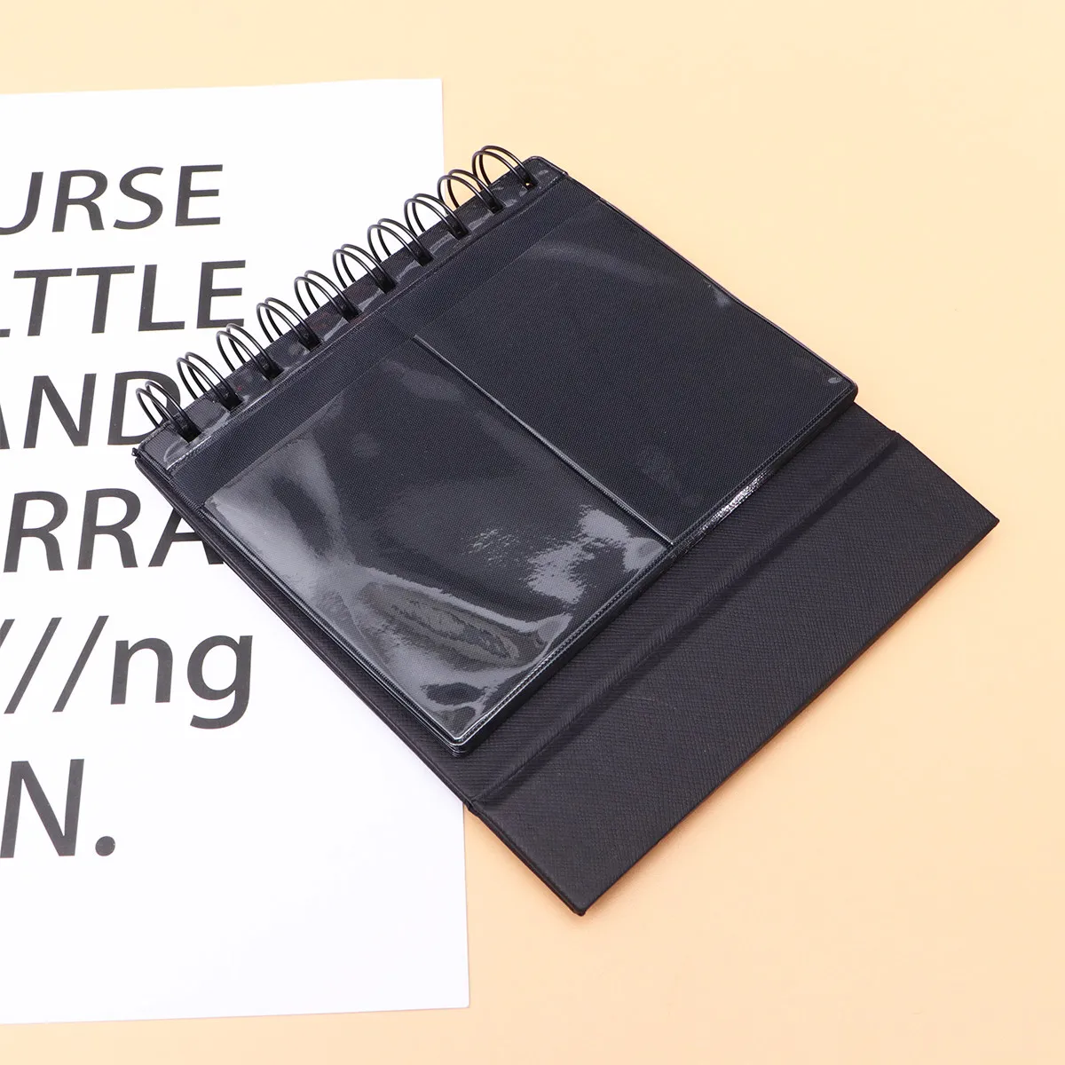 Black Desk Calendar Photo Album Double Sided Storage Pouches Easy Update Memory Display Unique Gift for Graduation Engagement