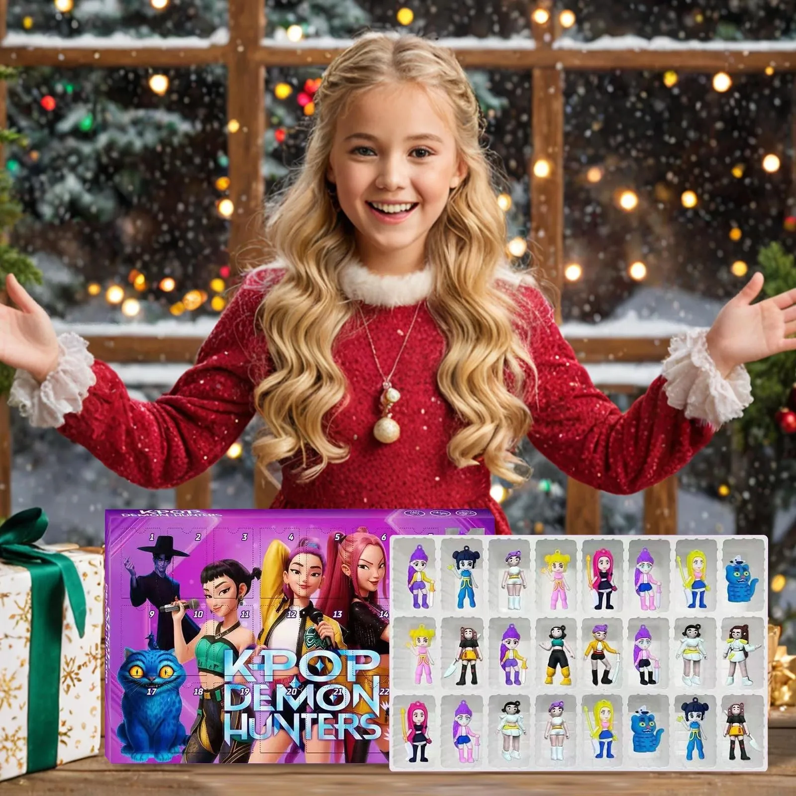 Kpop شيطان الصيادين تقويم القدوم اللعب العد التنازلي 24 يوما هنتركس رومي ميرا زوي شجرة عيد الميلاد ليلة رأس السنة زينة الهدايا #1