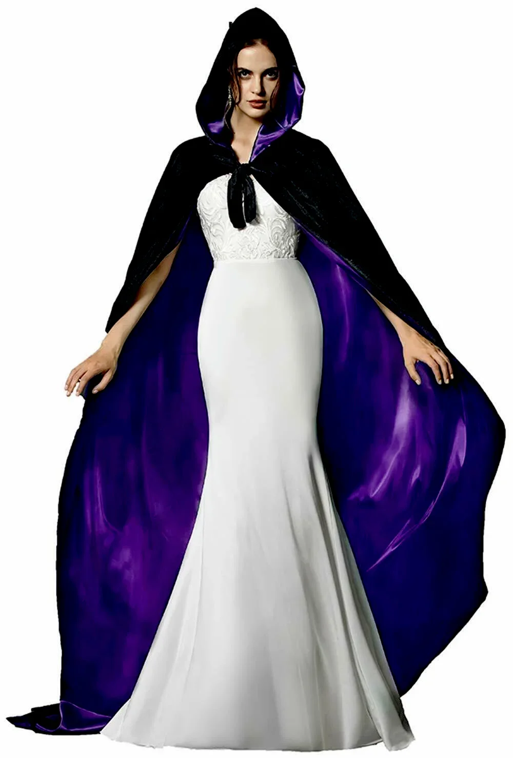 Halloween Hooded Velvet Cloak Robe Cape Medieval Witchcraft Cape Cosplay Costume