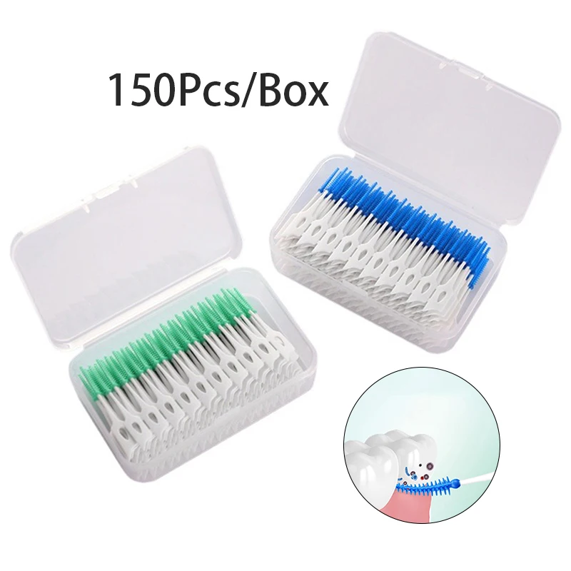 150 Pz/scatola Filo Interdentale Bastone Pulizia Dei Denti Spazzola Interdentale Filo Interdentale Pick Igiene Orale Cura Ultra-Fine Filo Interdentale