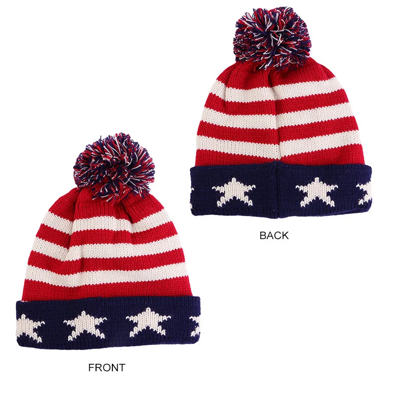 Winter Knitted Wool Cap British American Flag Hat Ear Warmer Cap Crochet Knit Cap Unisex Skullies Beanies Warm Outdoor Ski Caps