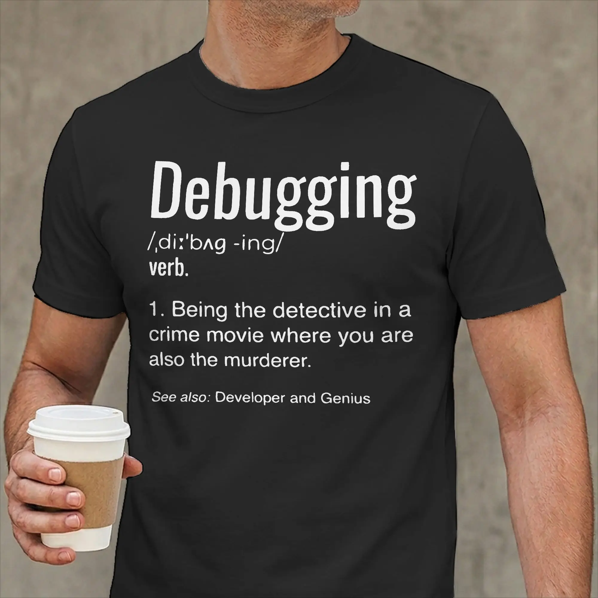 Leisure Engineering Engineer T-Shirt Men Cotton T Shirt Debugging Definition Programmer Coding Short Sleeve Tees Clothes