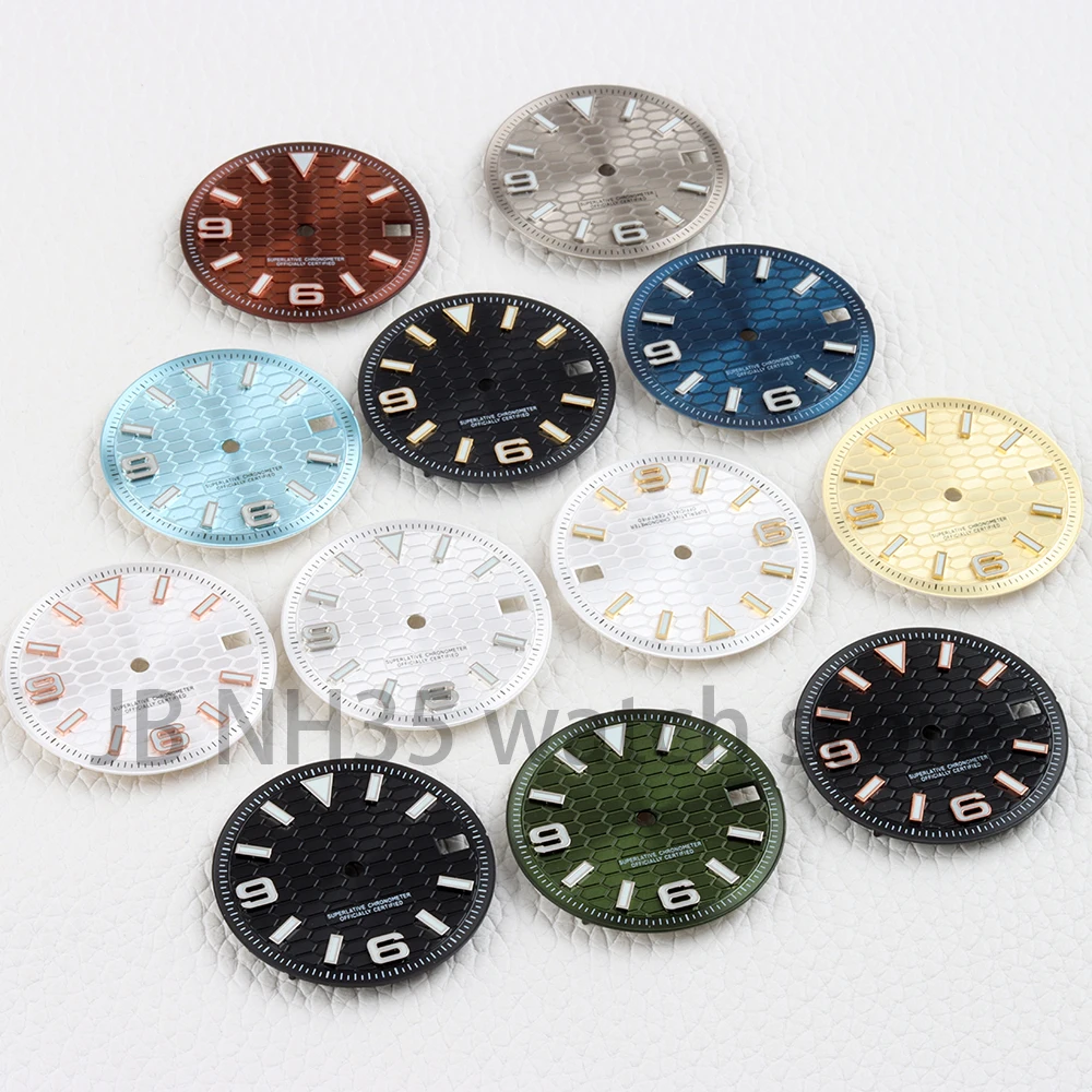 

28.5mm Nh35 Watch Dial Blue Luminous Dial Face for Land-Dweller NH35/NH36 Automatic Movement Watch Replacement Accessories
