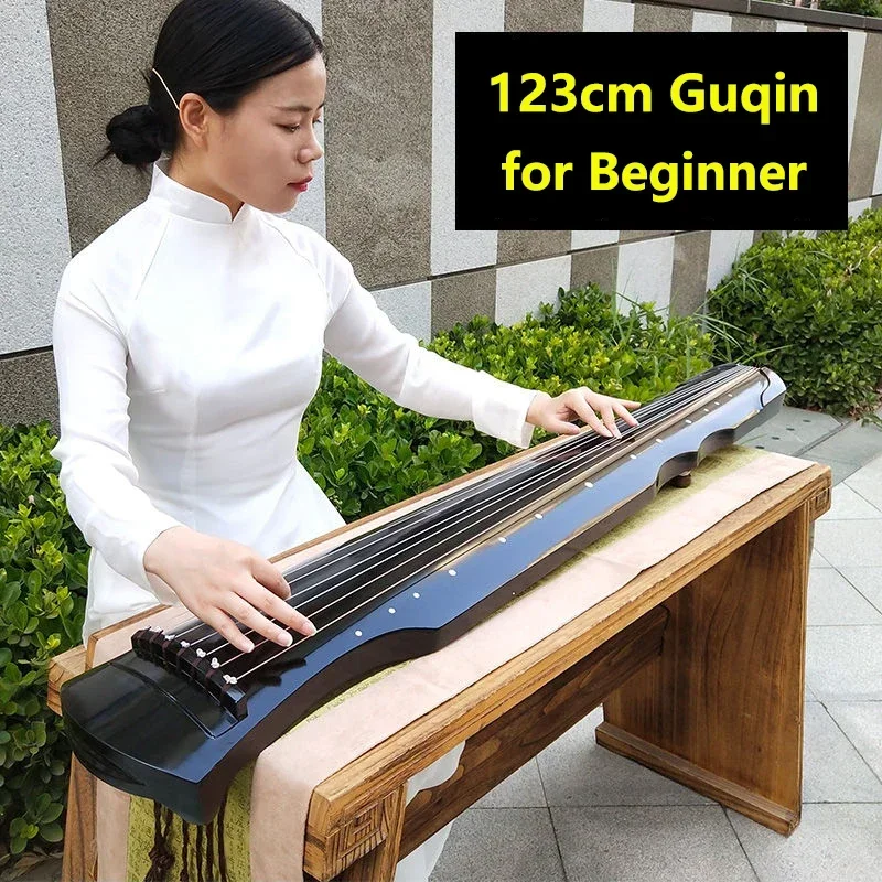 123cm 7 Strings Guqin Paulownia Wood Guqin Instrument Black Brown Handmade Guzheng Beginner Traditional Chinese Music Instrument