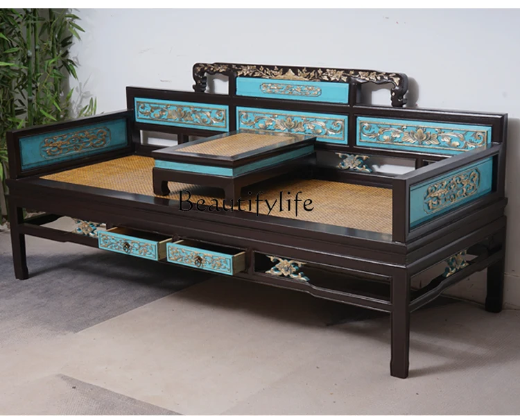 Chinese Style Elm Sofa Arhat Bed Chinese Style Imperial Concubine Bed Vintage Beauty Rohan Couch Leisure Chair