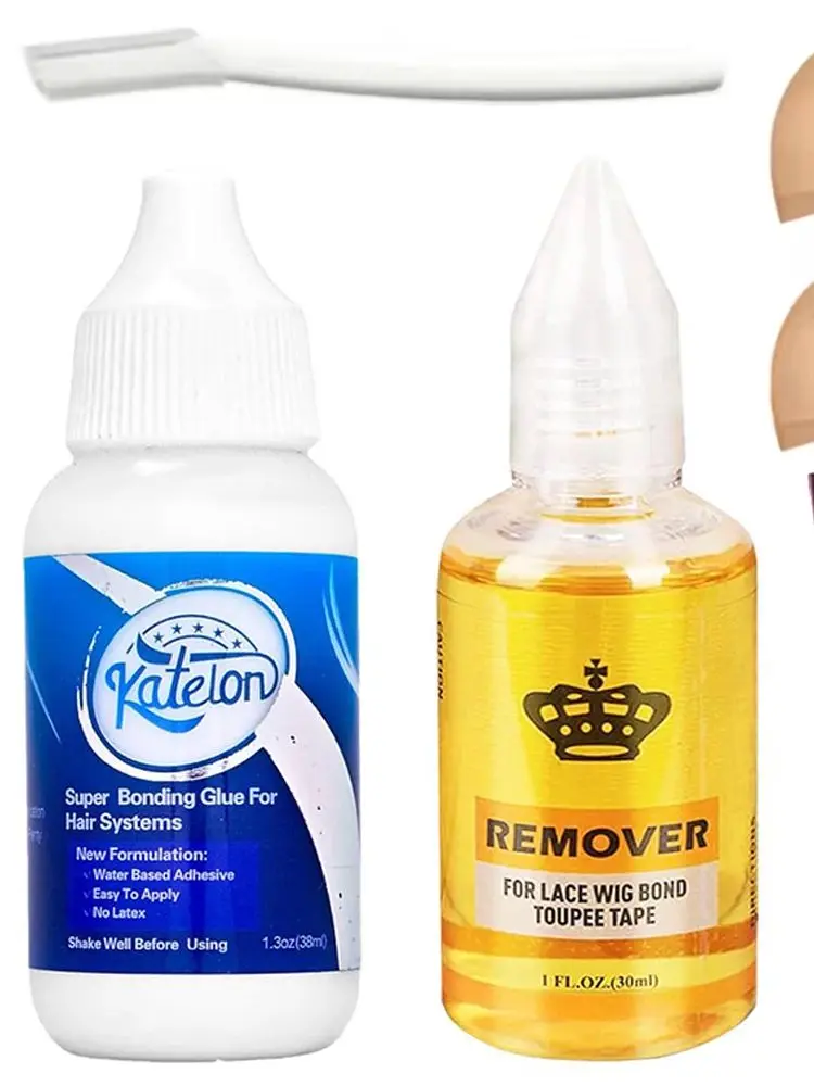 Ensemble d'adhésif et dissolvant de colle pour perruque, colle de liaison de remplacement d'air Invisible et étanche + solvant, forte tenue pour perruque Lace Front 6 pièces