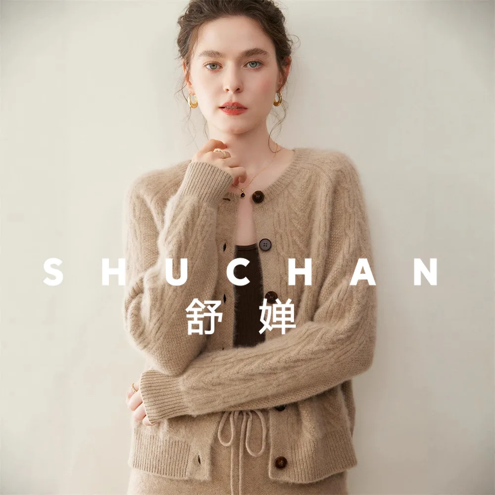 

430 г, осень-зима 2023, новый кашемировый кардиган, женский свободный утолщенный вязаный свитер с круглым вырезом, куртка