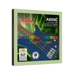 Alice A609C Colorful Coated Copper Alloy Electric Bass Strings Hexagonal High-carbon Steel Core 4-Strings Light 40-95