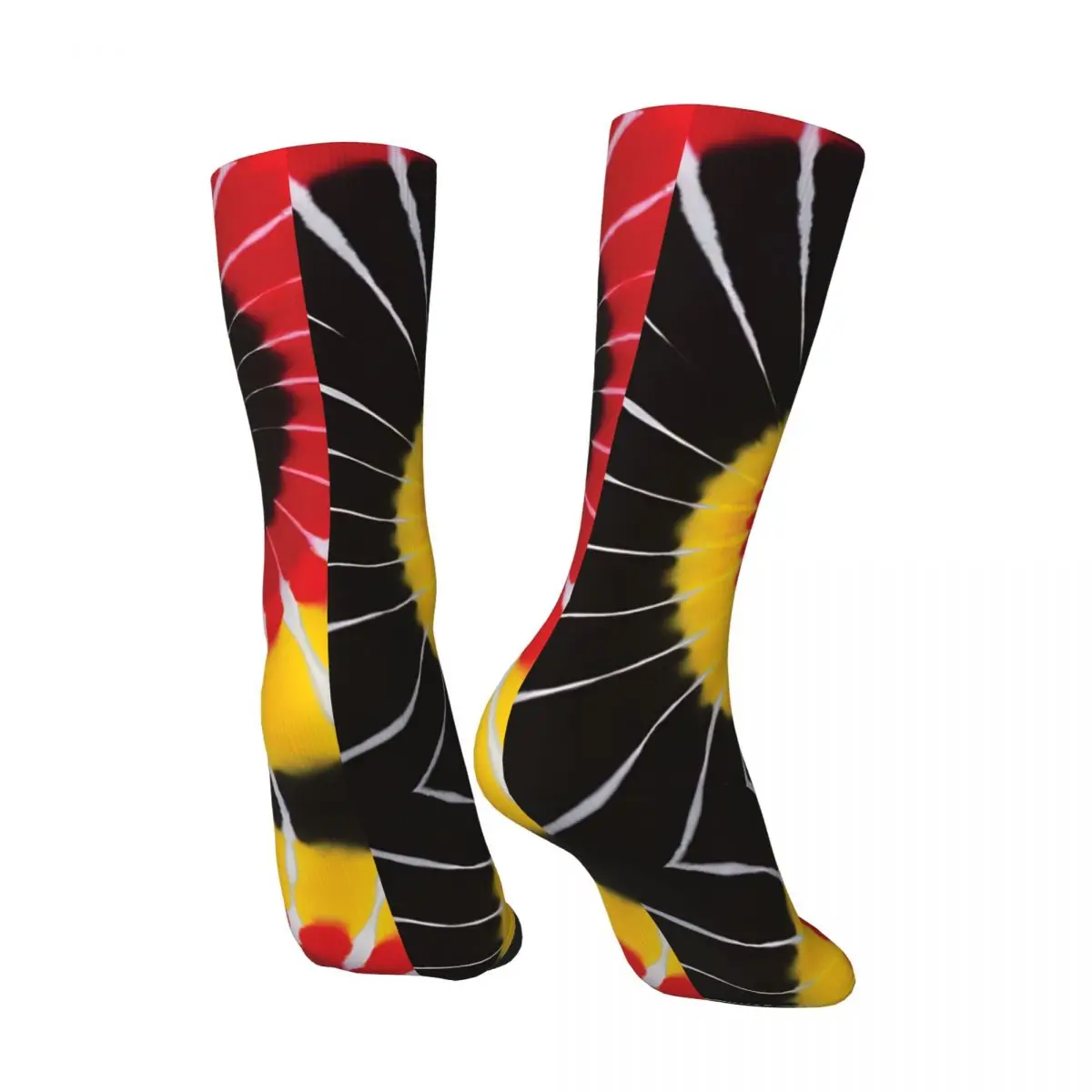 Vintage Black White Red Golden Yellow Spiral Tie Dye Men's compression Socks Unisex Harajuku Pattern Printed Novelty Crew Sock