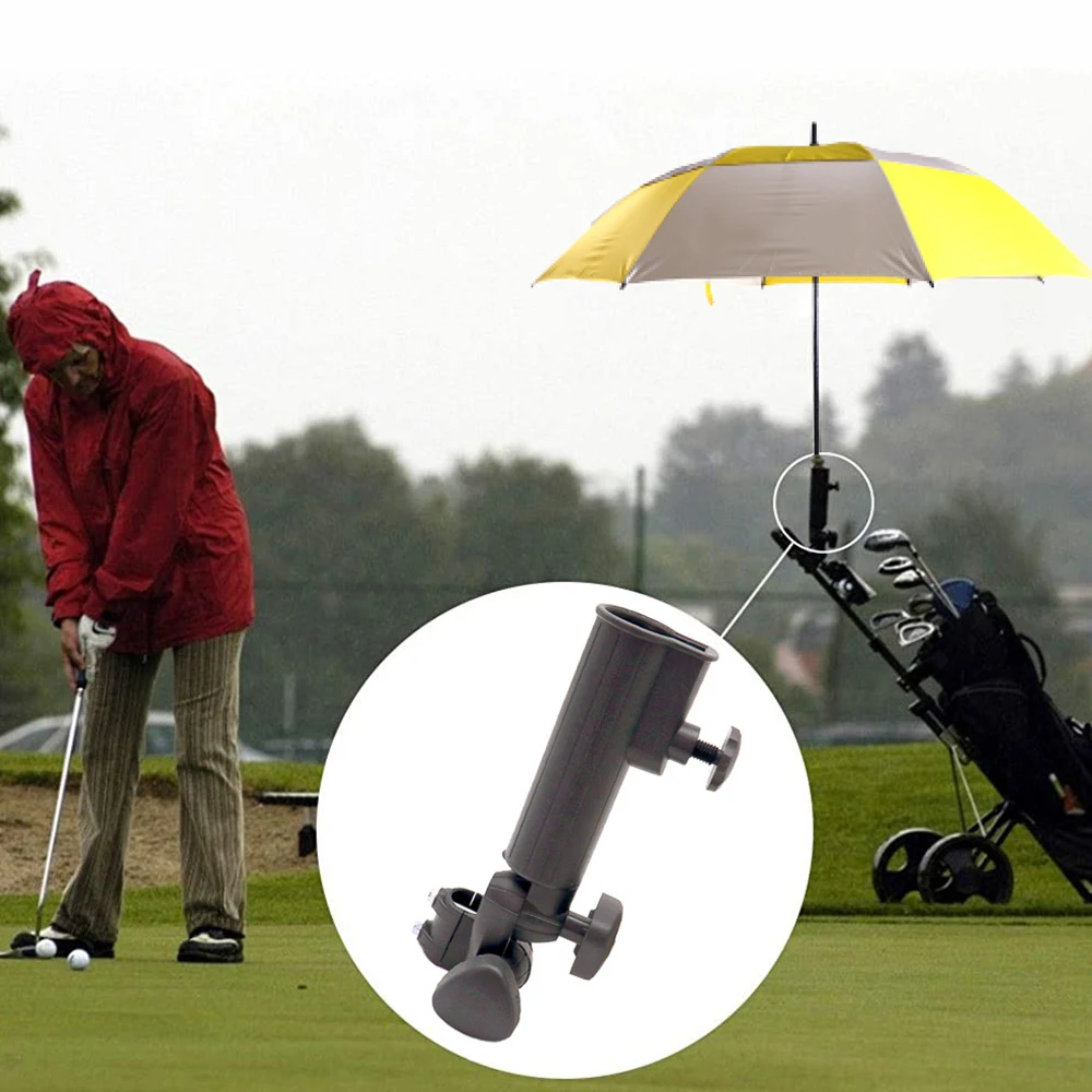 Black Universal Golf Umbrella Holder Stand Clamp Adjustable Trolley Umbrella Clip Mounting Bracket Accessory Wheelchair
