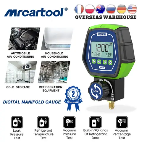 MRCARTOOL L202 Refrigerant Vacuum Pressure Gauge Air Condition 0~6000 KPa Test Range Digital Refrigeration Pressure Gauge Tool