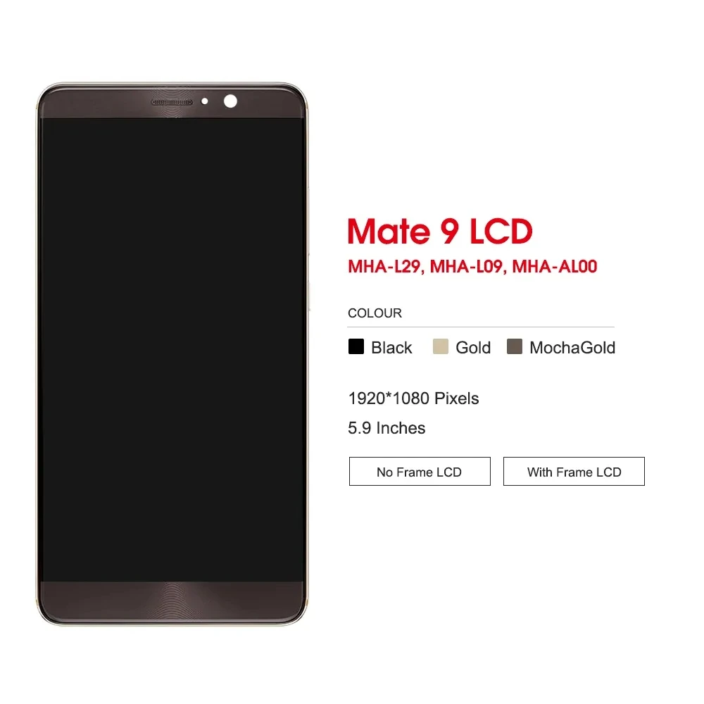 IPS 5.9\'\' LCD For Huawei Mate 9 LCD Display with Frame Touch Screen Digitizer Assembly For Mate9 LCD MHA-L29, MHA-L09, MHA-AL00