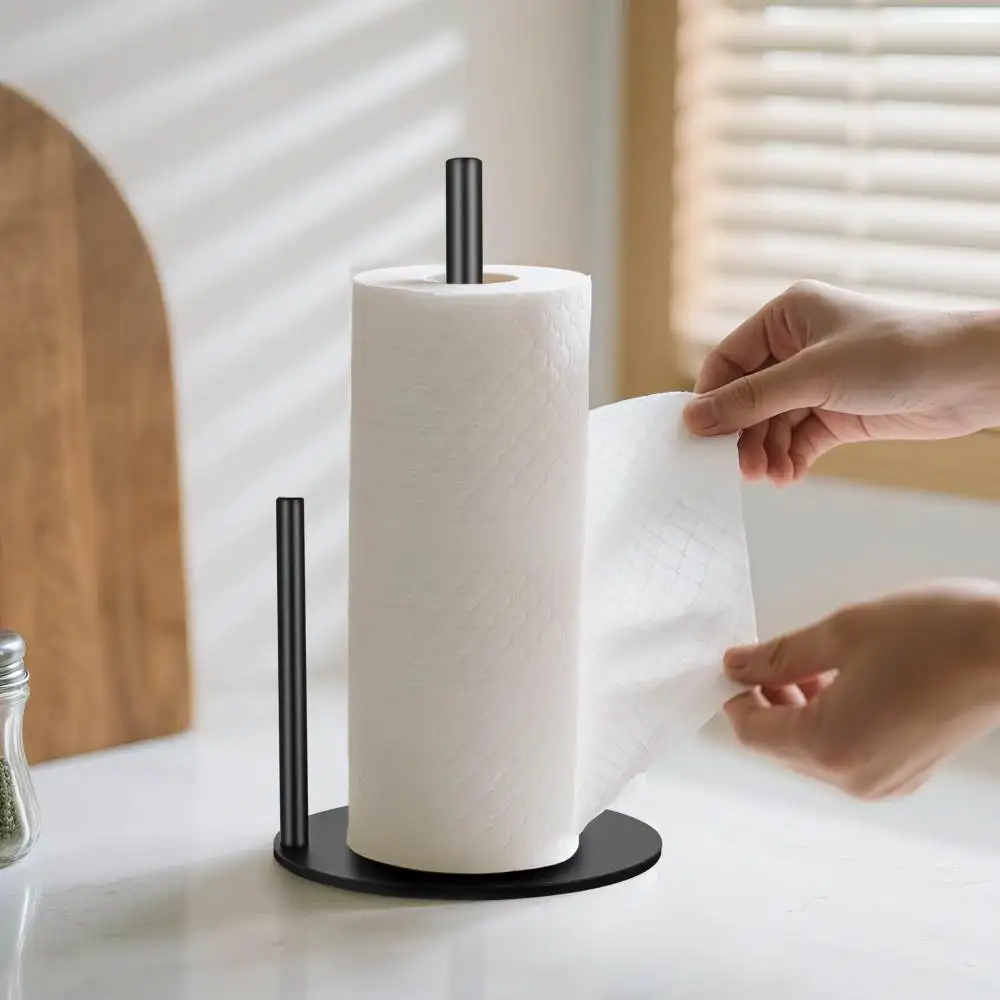 Decorative Stainless Steel Paper Towel Rack Modern Vertical Tissue Stand For Kitchen Dining Table Organization