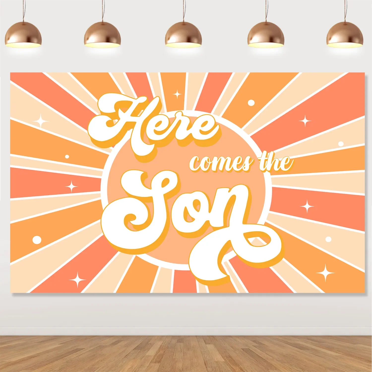 Here Comes The Son Backdrop Boho Sunshine Baby Shower Decorations Retro Sun Background Decor for Boy Baby Shower Party Supplies