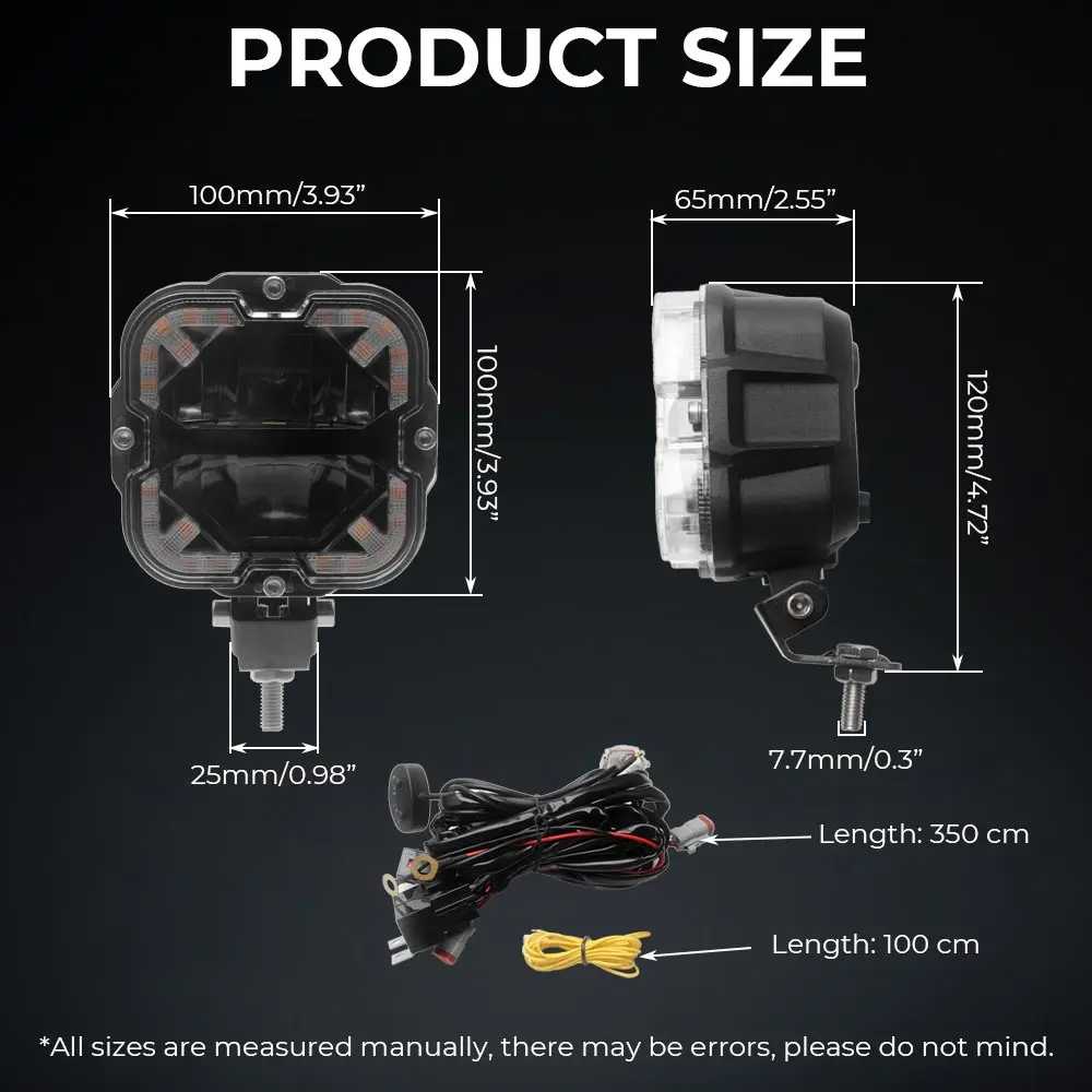 Offroad Driving Lights Ip67 Compatible With Jeeps 4X4 Off Road Vehicle Atv Suv Truck Chrome And Black Screws Holder Fitting Set