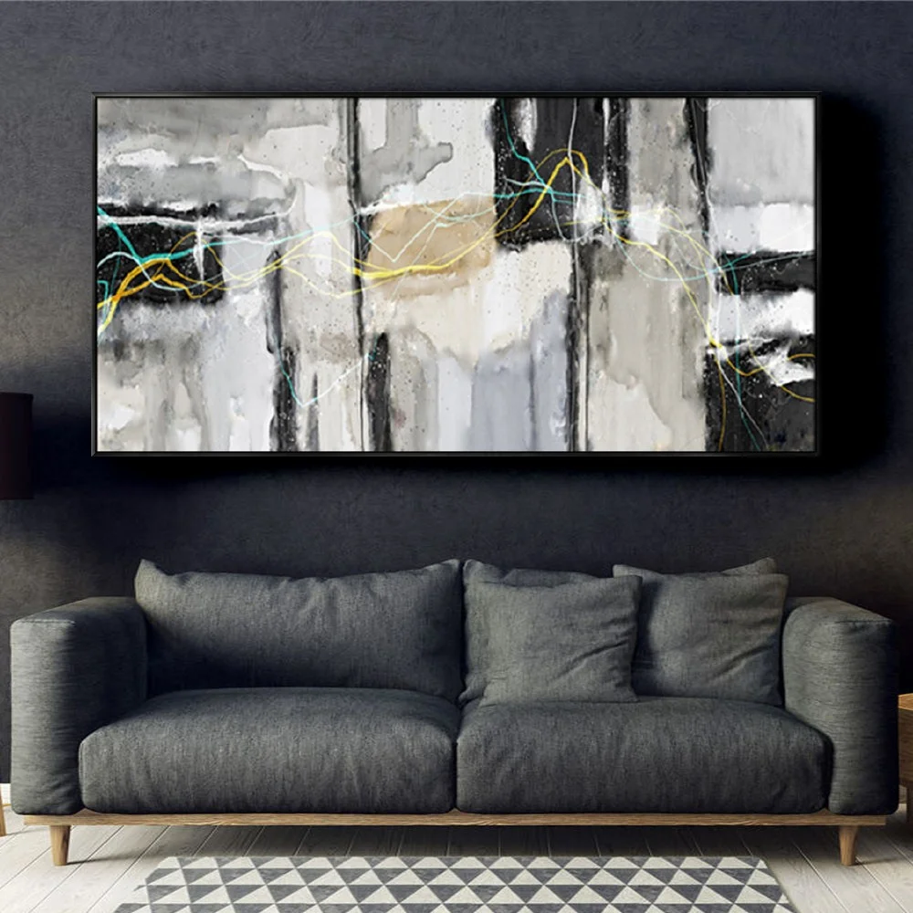 

Handpainted High Quality Abstract Oil Painting On Canvas Gray And White Vertical Stripes Modern Wall Art Pictures For Home Decor