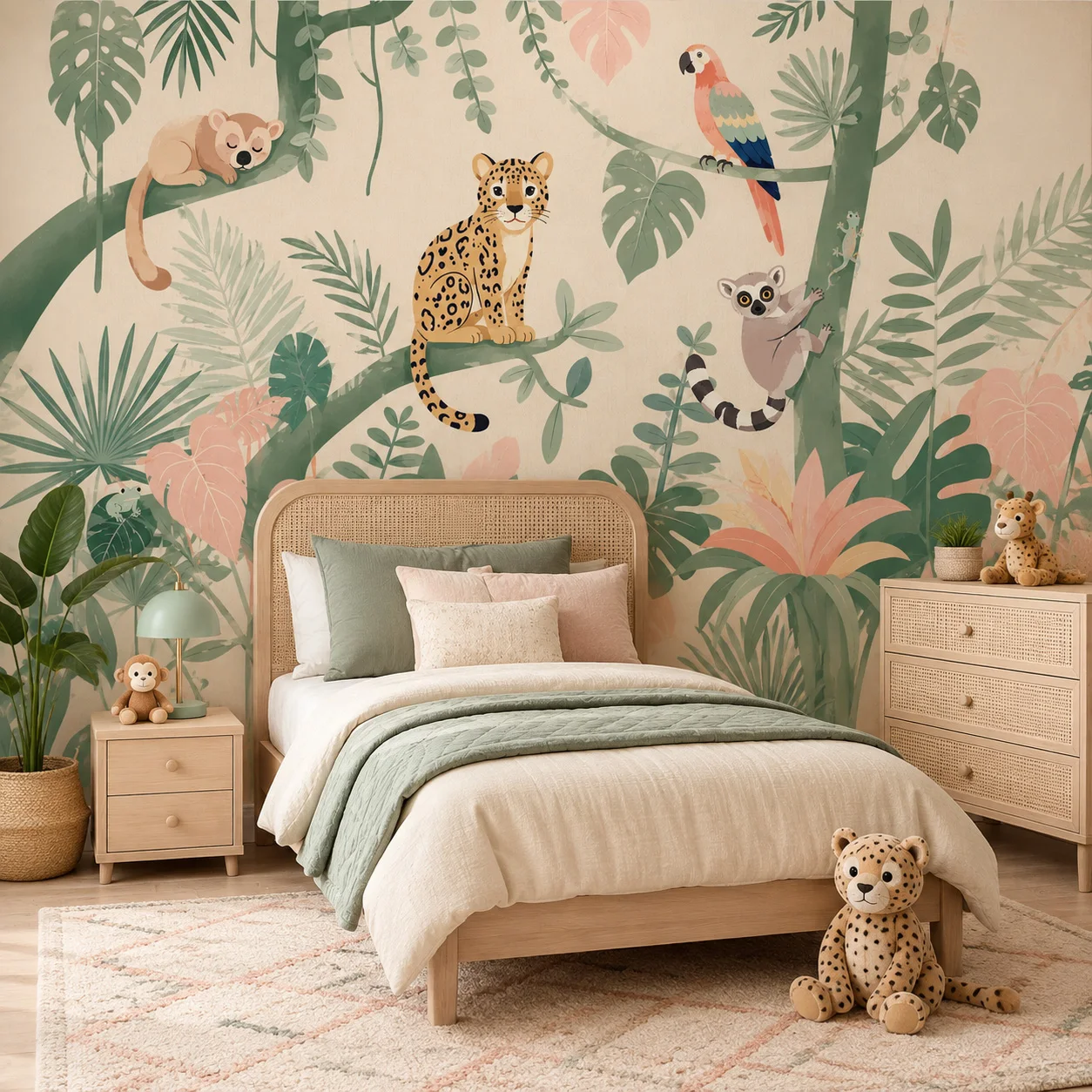 Safari Jungle Animals Self Adh - đánh giá và giá Baby Nursery Peel And Stick Wallpaper