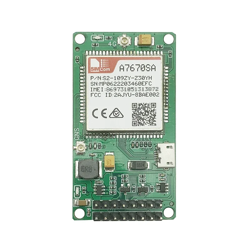 SIMCOM A7670SA Плата разработки модуля LTE Cat1 со слотом для SIM-карты TTL UART LTE-FDD B1/B3/B5/B7/B8/B20 GSM 900/1800 МГц