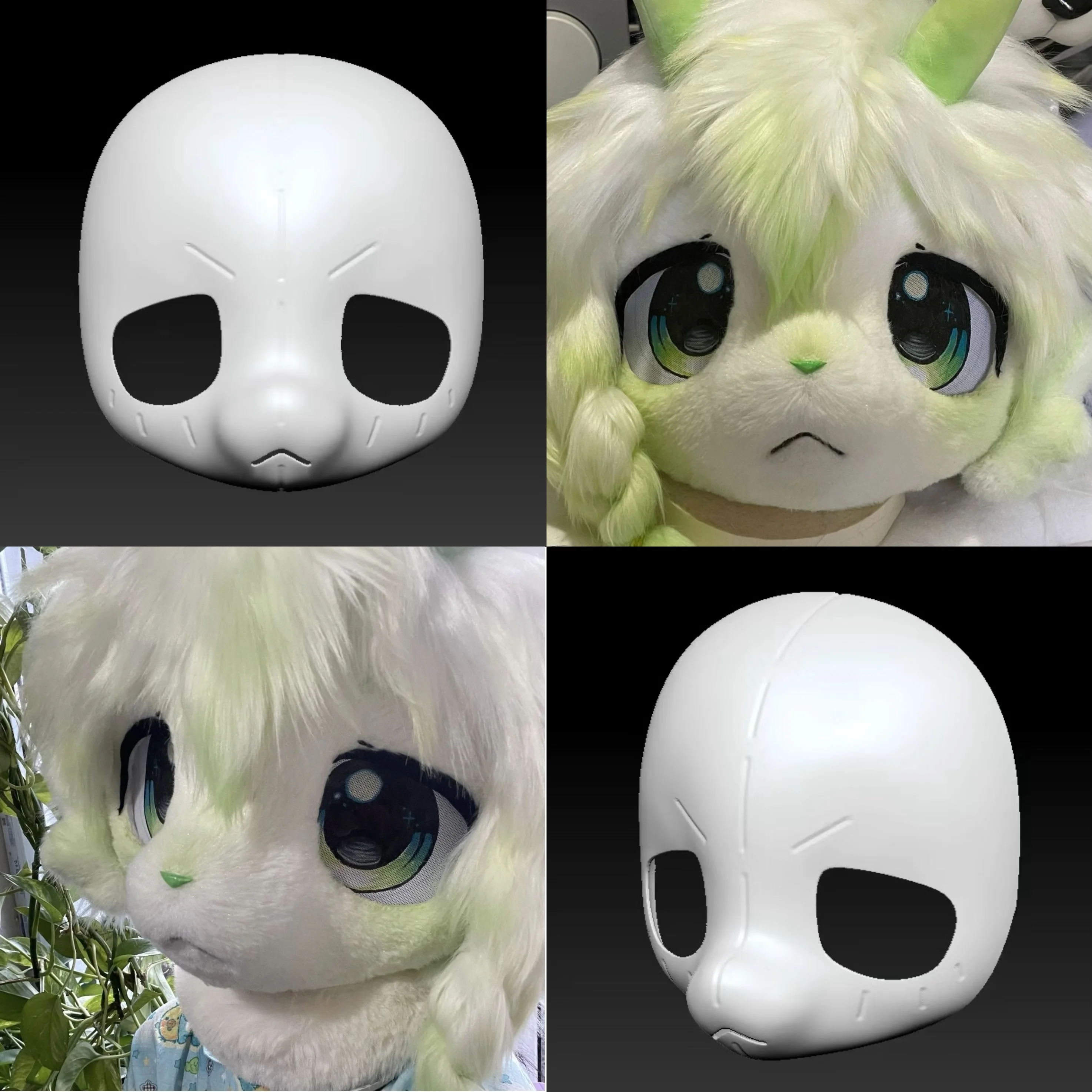 Kemono máscara base cabra grama ovelha impressão 3d semi realista besta terno crânio cosplay traje acessório crânio universal