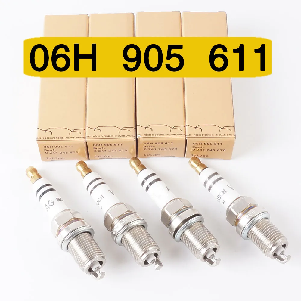 

4PCS-06H905611 06H905604 Spark Plug for Audi A4 B8 A5 Q3 Q5 VW Golf GTI Passat CC B7 Sharan Scirocco EA888 GEN 2 06H905601A