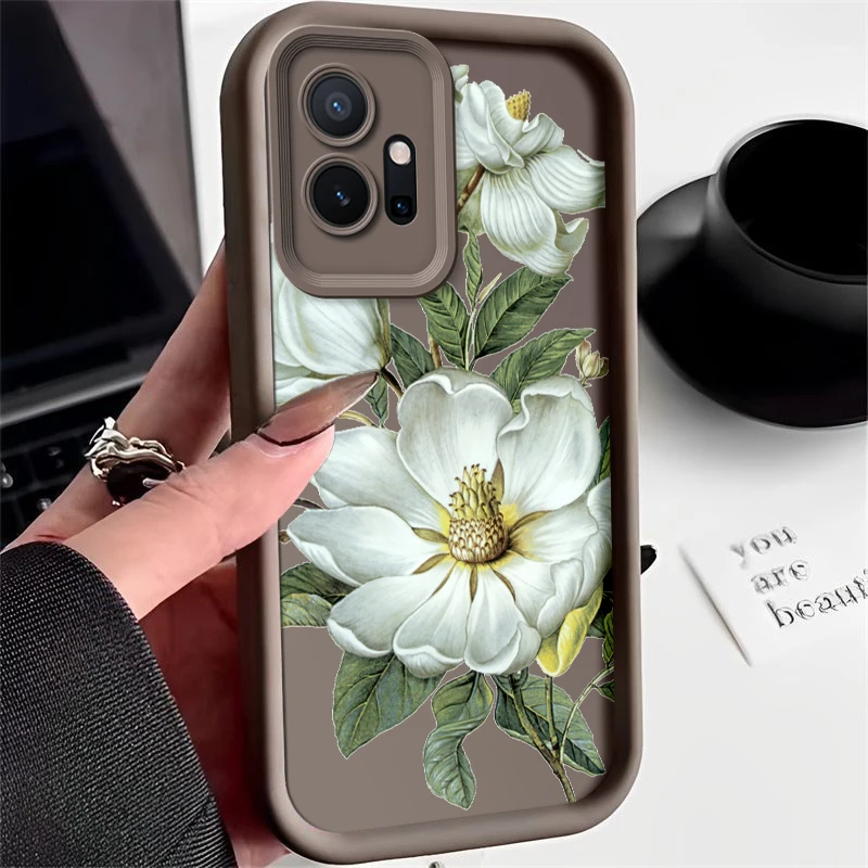 Flower Painted Phone Case For Vivo Y75 Y55 Y30 Y33s 5G Y52t Silicone Anti Drop Soft Cover Funda