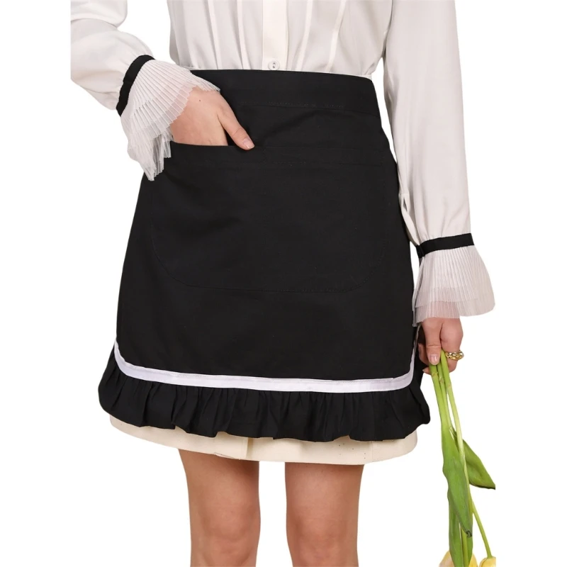 F42F Stylish Pleated Kitchen Apron for Women Soft Comfortable Apron for Cooking Baking and Grilling Pleated Lace Half Skirt