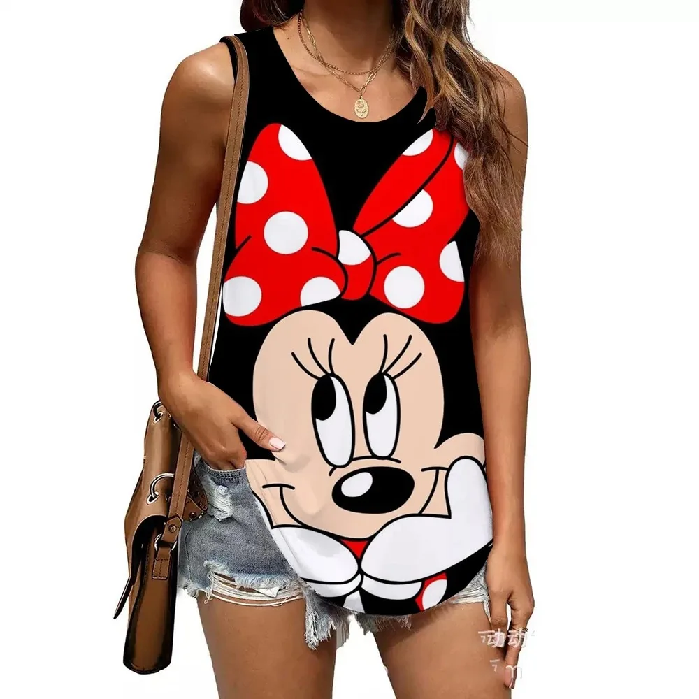 

Футболки без рукавов с 3D принтом Disney, Микки Маус и Минни, лето 2022, мужские и женские быстросохнущие майки, повседневный жилет