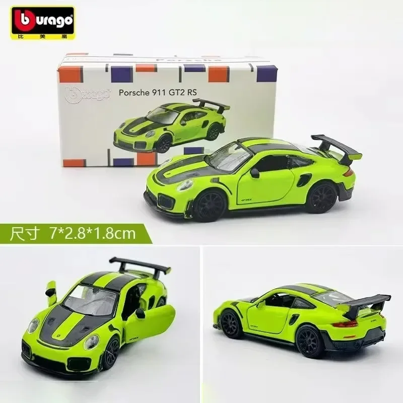 ブラゴ 1:64 ポルシェ 911 GT2 RS スポーツカーモデル 合金ダイキャストカーモデル クラフトデコレーションコレクション 誕生日プレゼント おもちゃ