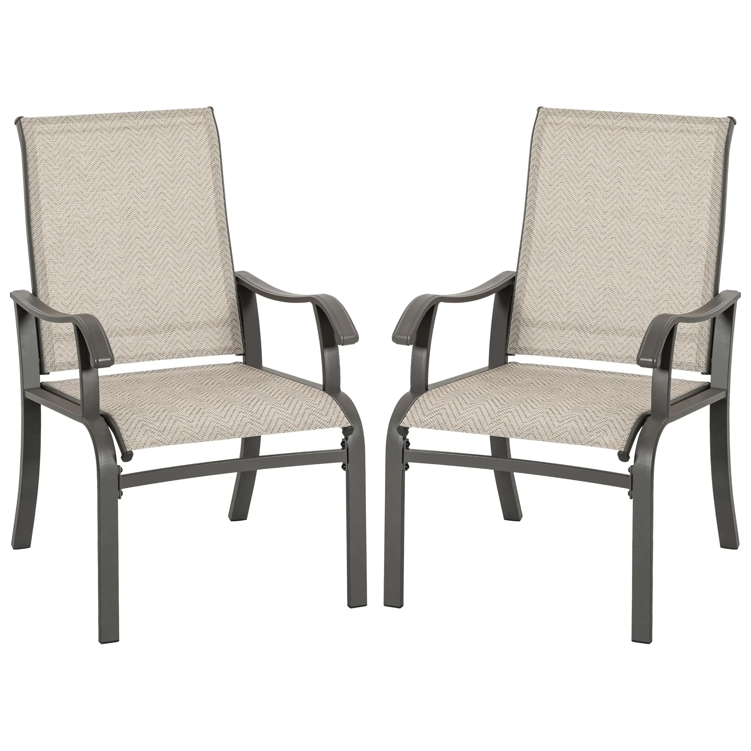 Patio Dining Chairs Set of 2, Outdoor Dining Chair with Powder-Coated Frame, All Weather Metal Dining Chairs with