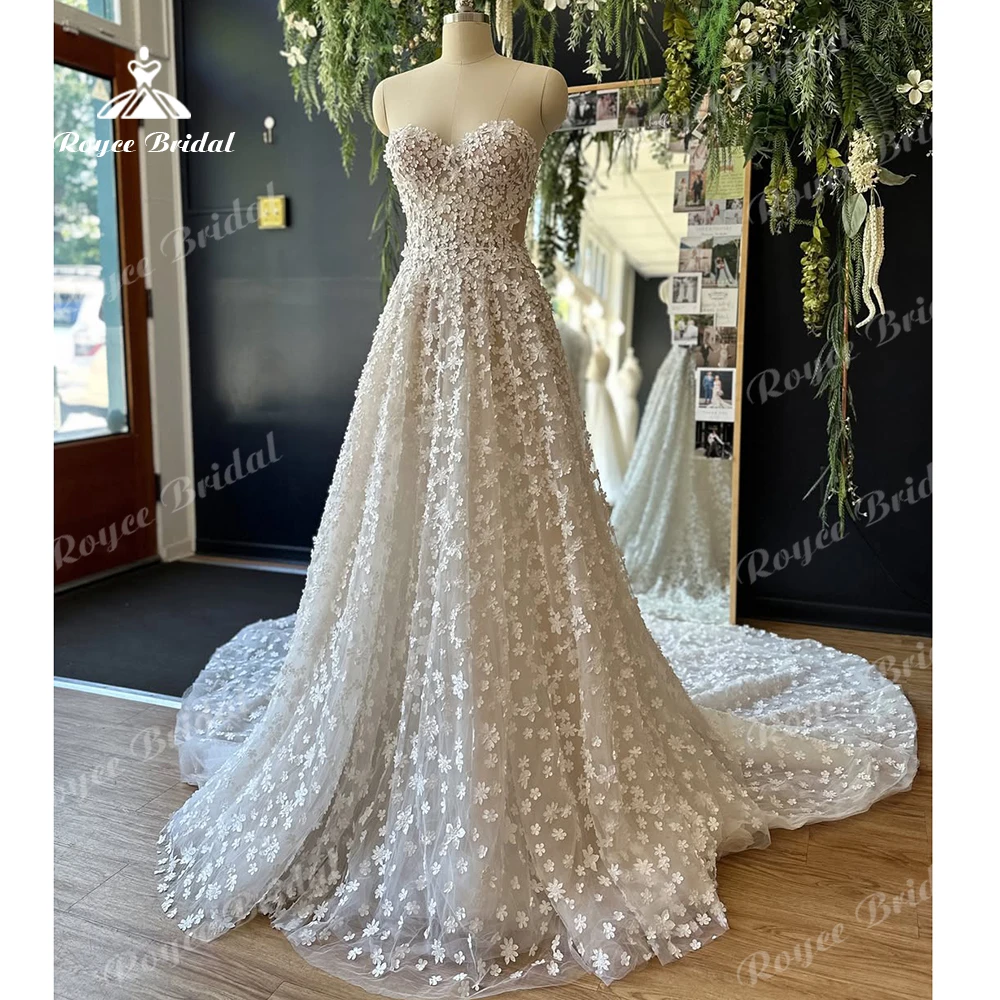 

Exquisite Lace Appliques Sweetheart Wedding Dress 2026 Open Back A-Line Court Train Bride Dress Vestidos De Novia Customized