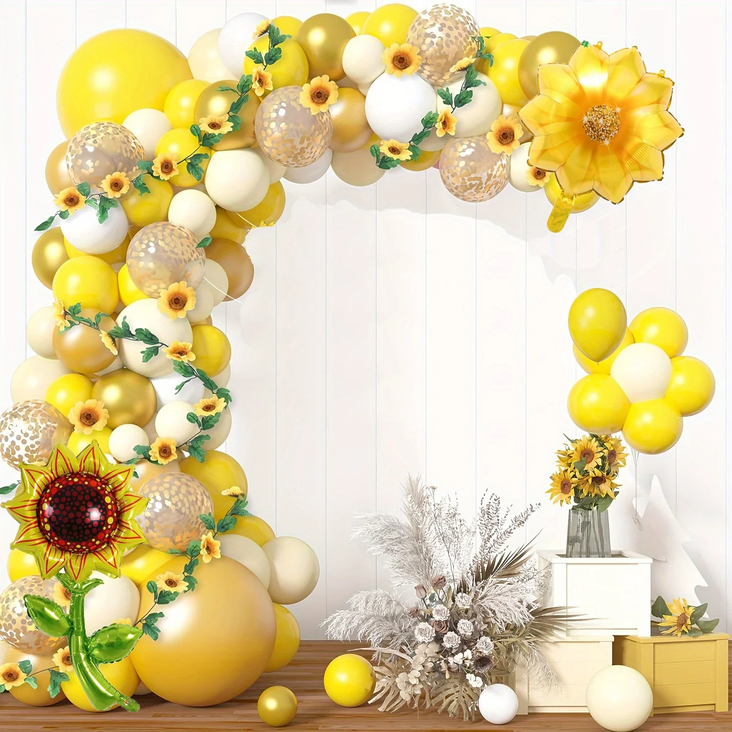 101 Stück Sonnenblume Themen Ballon Girlande Bogen Kit, Geburtstag Taufe Hochzeitstag, Innen-und Außen szene Dekoration