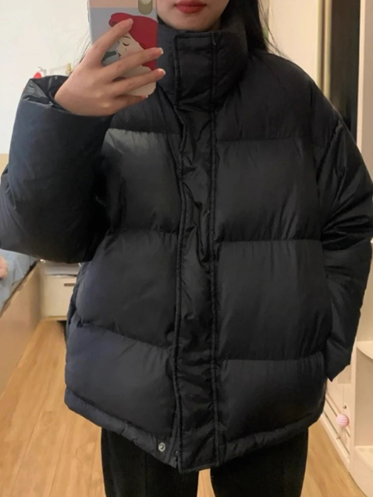 

Зимнее утепленное пальто из хлопка Bla Down с воротником-стойкой, свободного кроя, в корейском стиле, прямого силуэта, для женщин